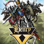 Front cover of Quick Text Henry the Fifth: The Graphic Novel showing King Henry and his army charging on horseback into battle.