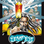 Front cover of Original Text The Tempest: The Graphic Novel showing Prospero holding his magic staff in the foreground. Other cast members are shown behind him.