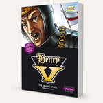 A three-dimensional book showing the Plain Text version of Henry V The Graphic Novel