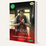 A three-dimensional book showing the Quick Text version of Sweeney Todd The Graphic Novel